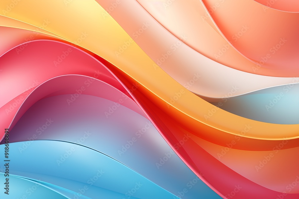 Abstract background with vibrant, smooth, curved lines in blue, red, yellow, and orange colors. Abstract background with vibrant, smooth, curved lines in blue, red, yellow, and orange colors.