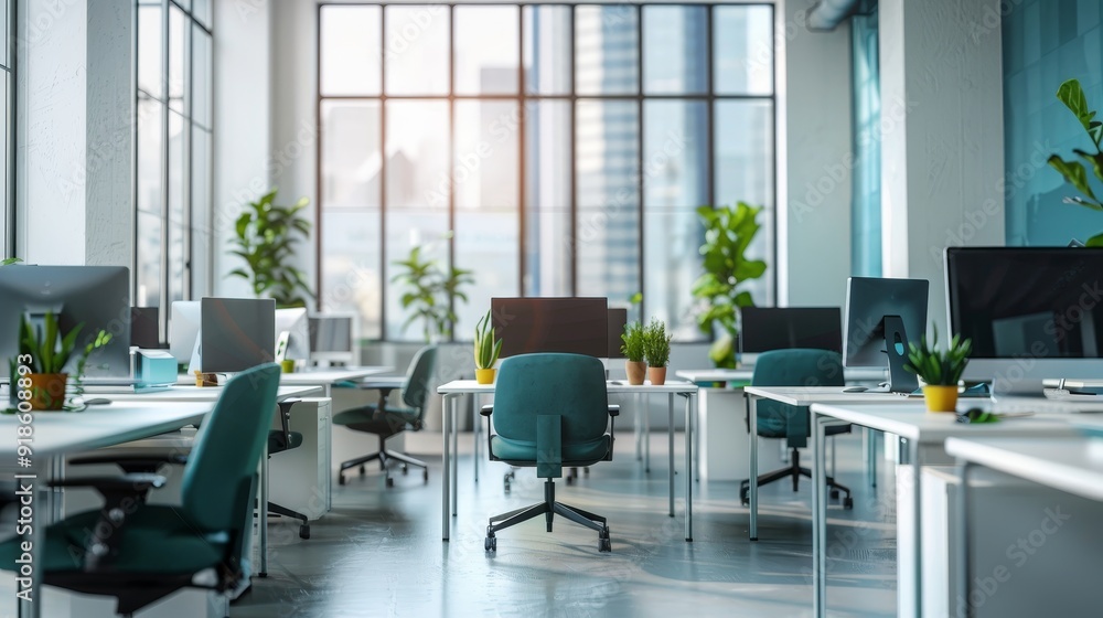 Sleek and Modern Office Workspace Productivity and Innovation in a Bright Minimalist Setting Sleek and Modern Office Workspace Productivity and Innovation in a Bright Minimalist Setting