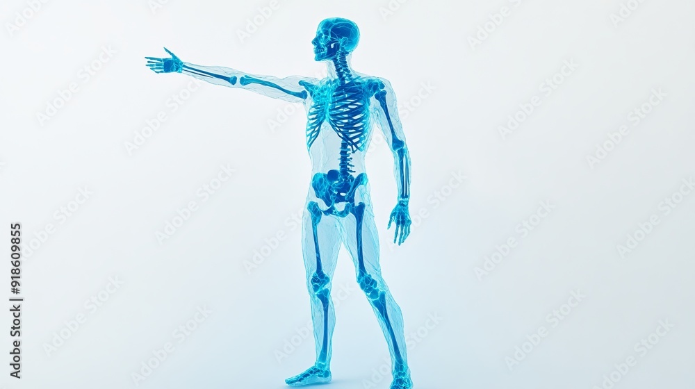 Human Figure Standing with Arm Extended Overhead - Stock Image Human Figure Standing with Arm Extended Overhead - Stock Image