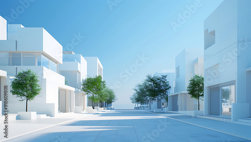 Fototapeta Naklejka Na Ścianę i Meble -  Greek Village Streets Under Bright Blue Sky