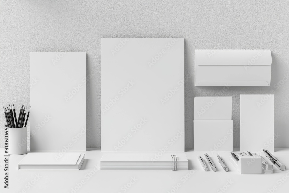 Realistic blank stationery set mockup isolated created with generative ai Realistic blank stationery set mockup isolated created with generative ai