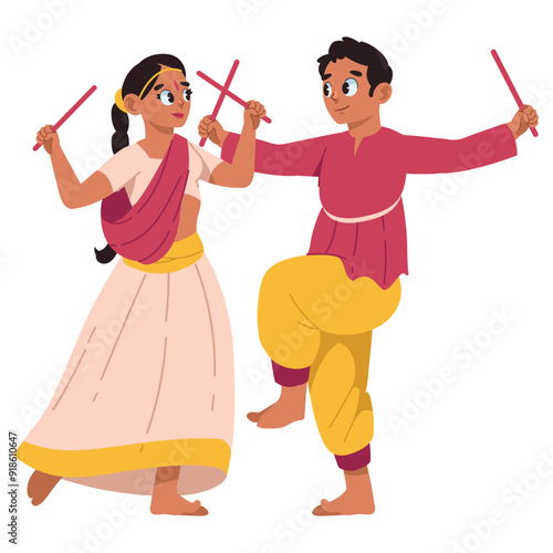 indian couple in navratri festival celebration