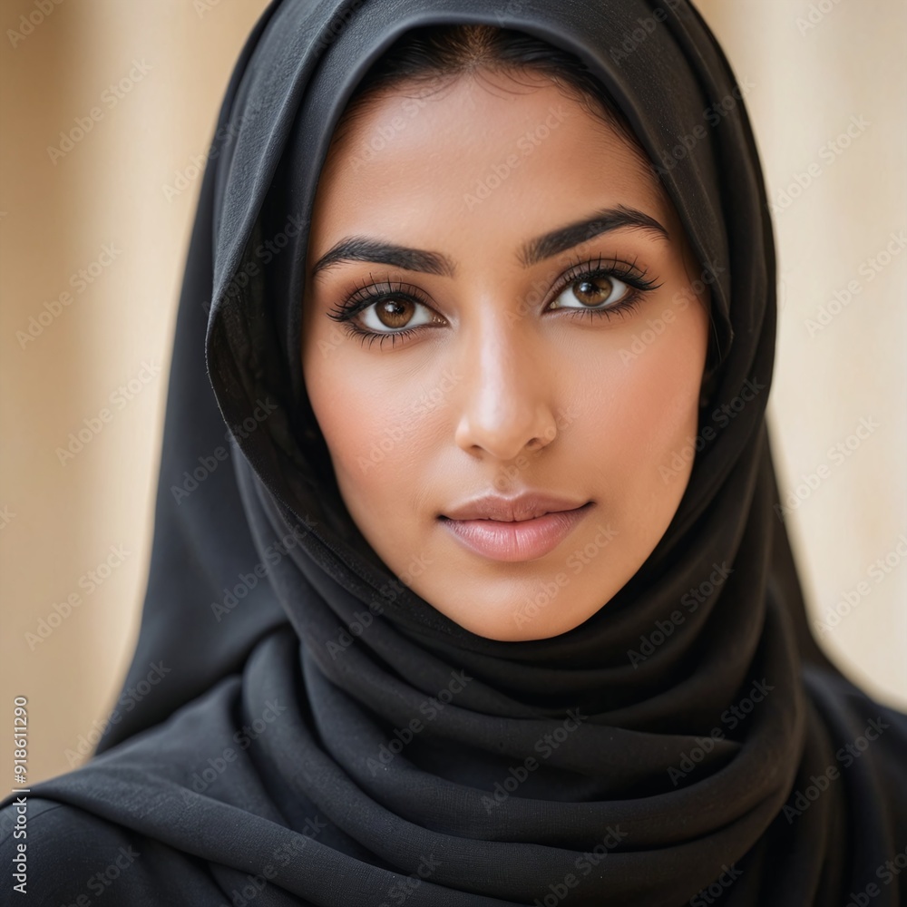 Majestic Middle Eastern Woman in Black Hijab Majestic Middle Eastern Woman in Black Hijab
