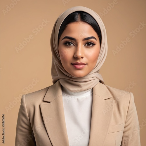 Elegant Middle Eastern Woman in Hijab with Confident Expression