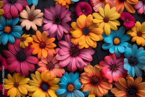 bunch of flowers that are in vase, Multi color flowers in solid black background