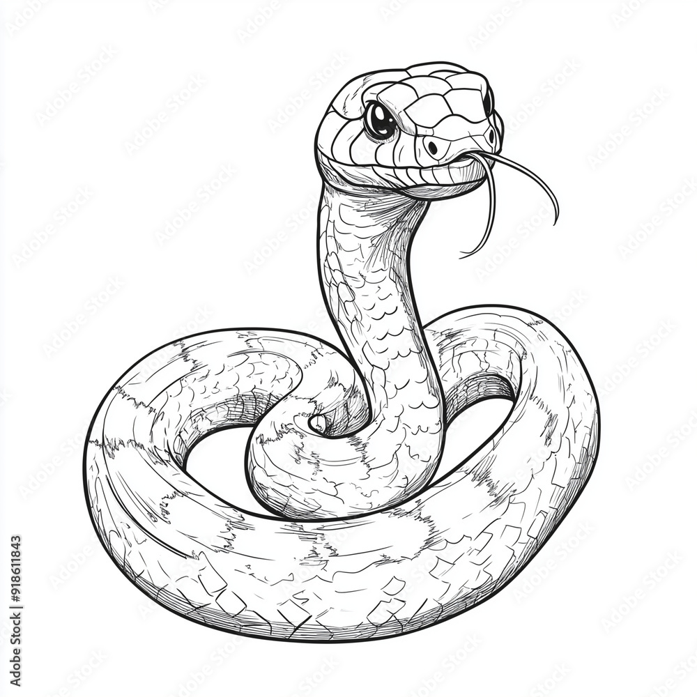 Fototapeta premium Fun Cartoon Snake Coloring Page for Kids