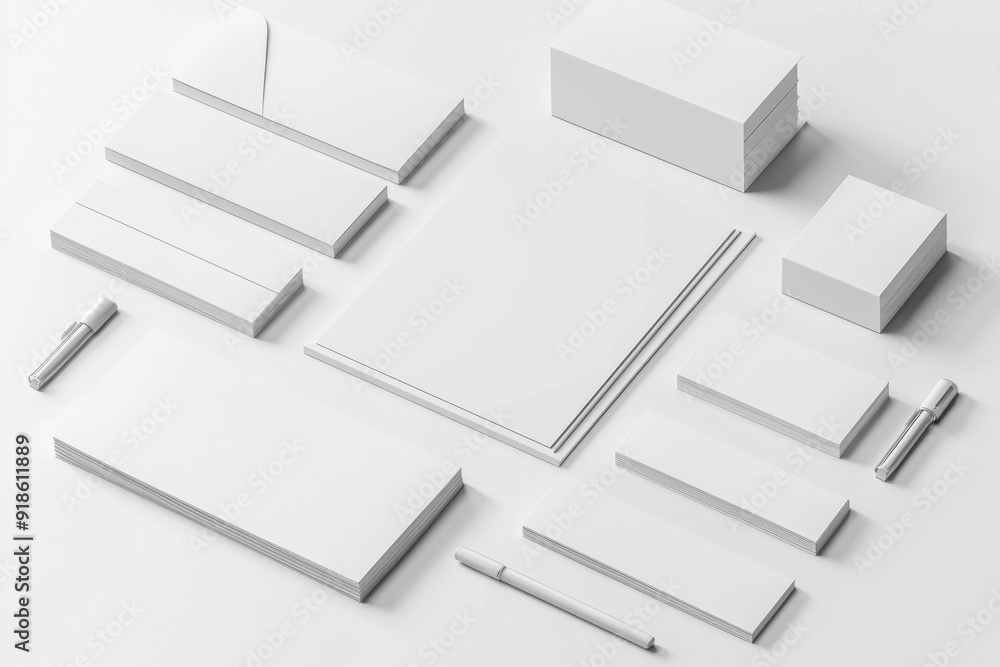 Realistic blank stationery set mockup isolated created with generative ai Realistic blank stationery set mockup isolated created with generative ai