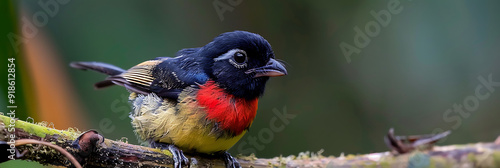 Buffthroated Saltator Saltator maximus resting on a branch in the Amazon rainforest also called Trincaferrodegargantaamarela photo