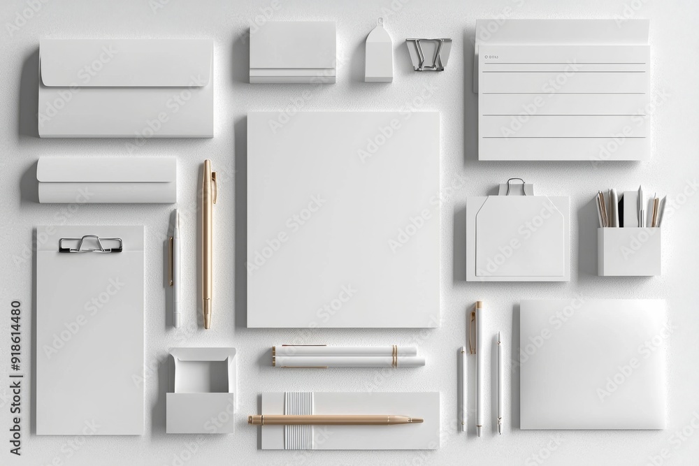 Realistic blank stationery set mockup isolated created with generative ai Realistic blank stationery set mockup isolated created with generative ai