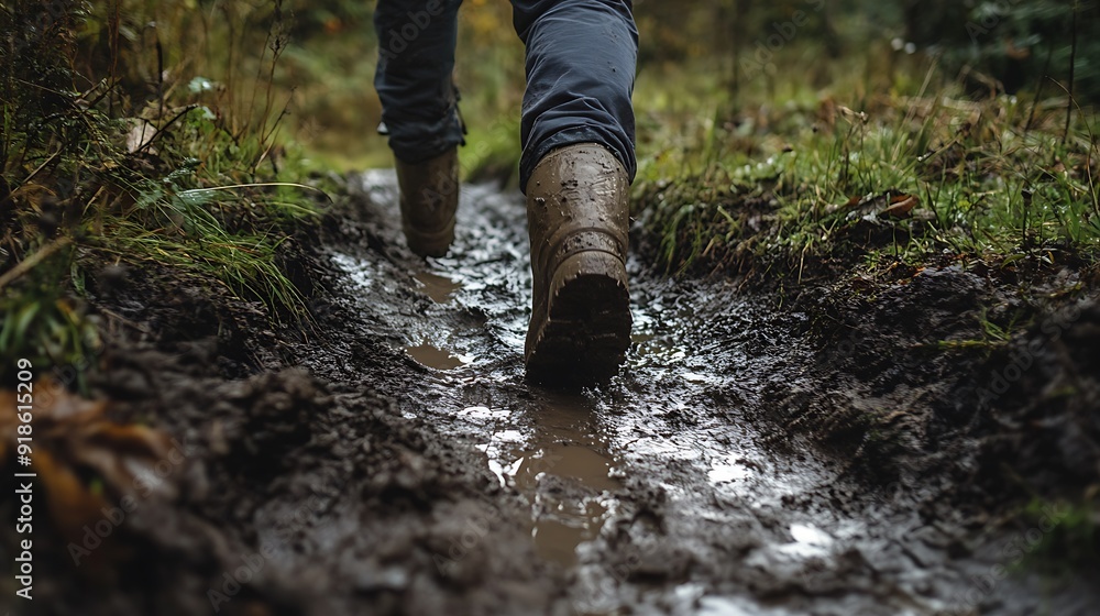 Adventurous Hunter Trekking Through Lush Wilderness with Determination and Focus in a Serene Natural Landscape Adventurous Hunter Trekking Through Lush Wilderness with Determination and Focus in a Serene Natural Landscape