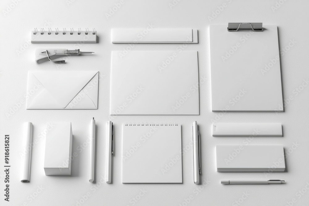 Realistic blank stationery set mockup isolated created with generative ai Realistic blank stationery set mockup isolated created with generative ai