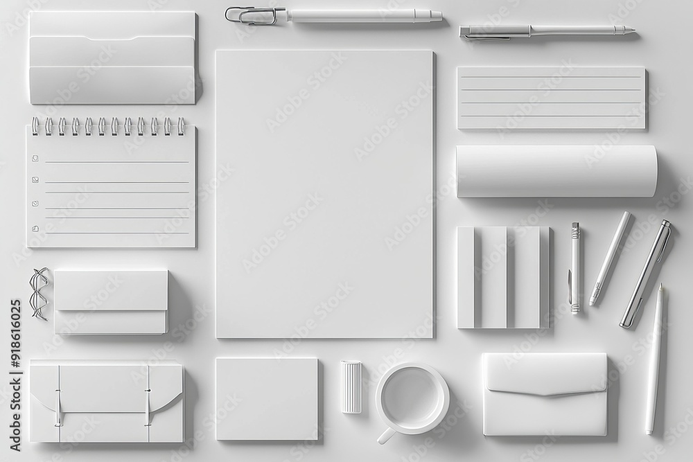 Realistic blank stationery set mockup isolated created with generative ai Realistic blank stationery set mockup isolated created with generative ai