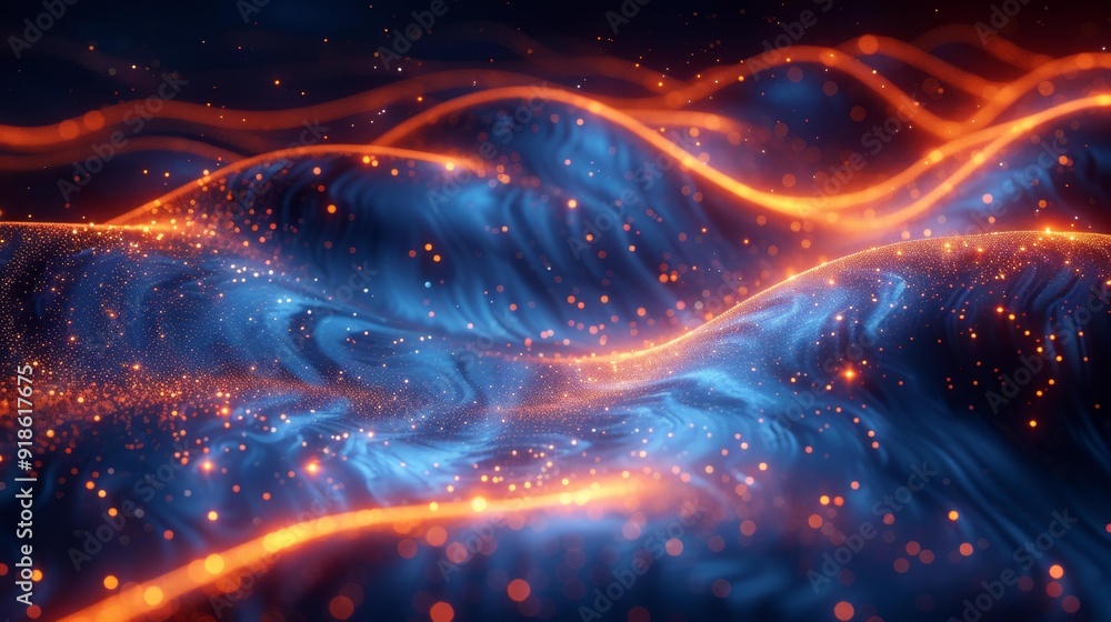 Fototapeta premium Abstract waves of light and color - generative ai