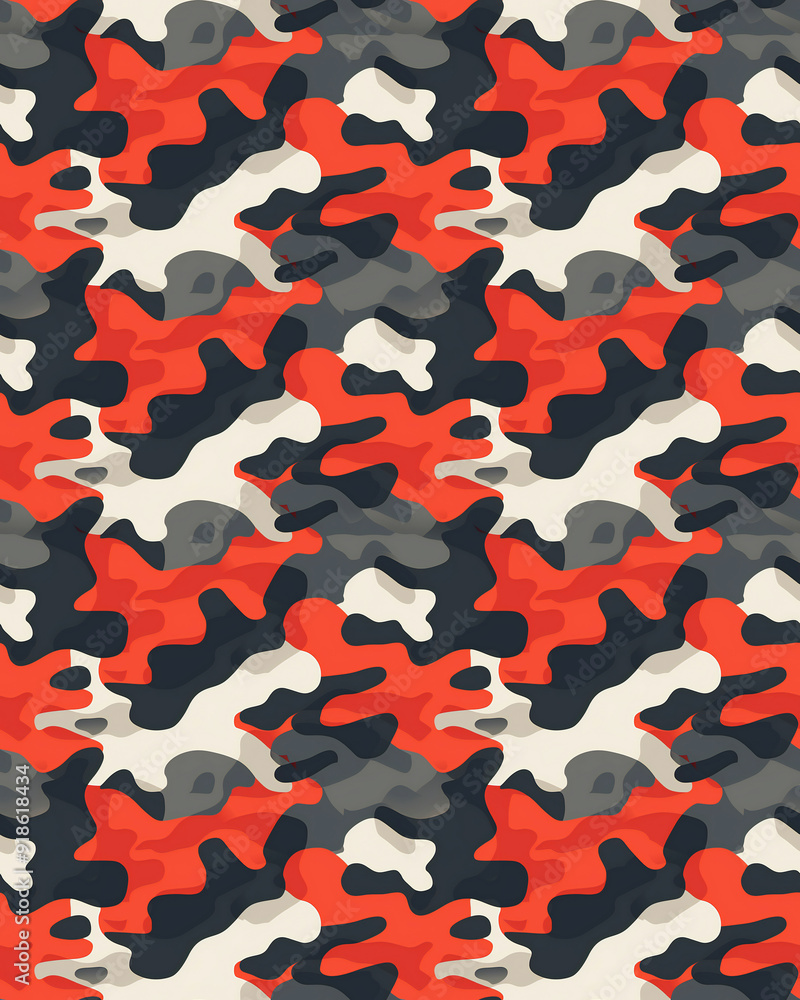 Dynamic Red, Gray, and White Camo Texture with Abstract Patterns. Seamless Repeatable Background Dynamic Red, Gray, and White Camo Texture with Abstract Patterns. Seamless Repeatable Background