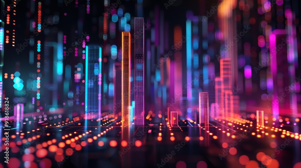 Vibrant Futuristic Data Visualization Bright Colors Geometric Patterns on Dark Background Vibrant Futuristic Data Visualization Bright Colors Geometric Patterns on Dark Background
