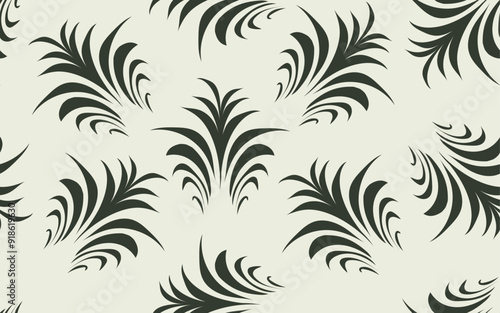 floral tea green mos color grass seamless pattern hand drawn modern fasionable color vintage retro style 90s 80s old vector texture fabric textile paper print packaging wrapping background wallpaper
