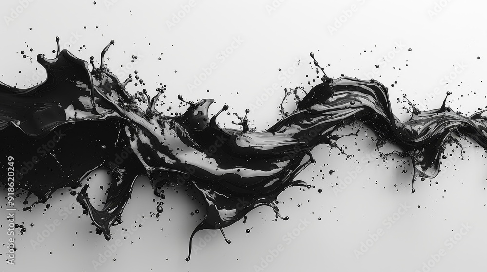 Abstract black ink splash on white background - generative ai Abstract black ink splash on white background - generative ai