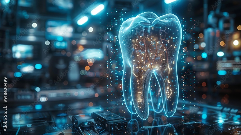 Futuristic digital tooth - generative ai Futuristic digital tooth - generative ai