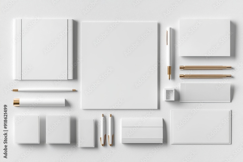 Realistic blank stationery set mockup isolated created with generative ai Realistic blank stationery set mockup isolated created with generative ai