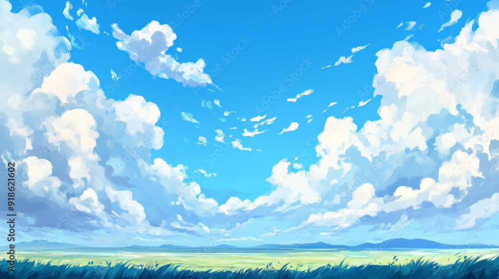 Obraz premium Blue sky with white clouds background, a beautiful sky with clouds