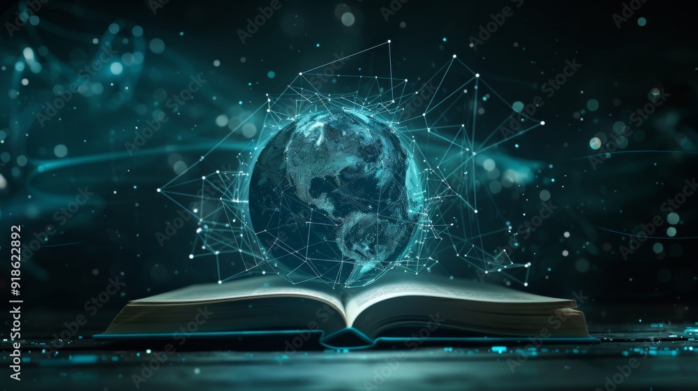 Global Connectivity Holographic Earth on Digital Platform Futuristic Technology Concept Global Connectivity Holographic Earth on Digital Platform Futuristic Technology Concept