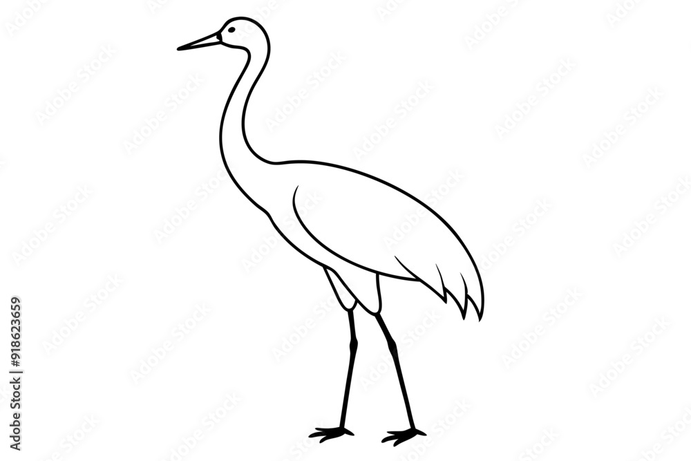 Fototapeta premium Endangered Whooping Crane Silhouette Vector Geometric, Kawaii, Cartoon, Mascot Logo Illustration