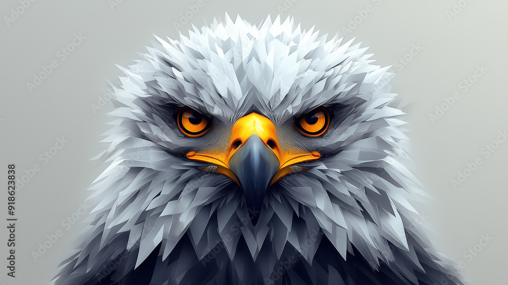 Fototapeta premium Geometric Eagle Head with Piercing Eyes in Abstract Style