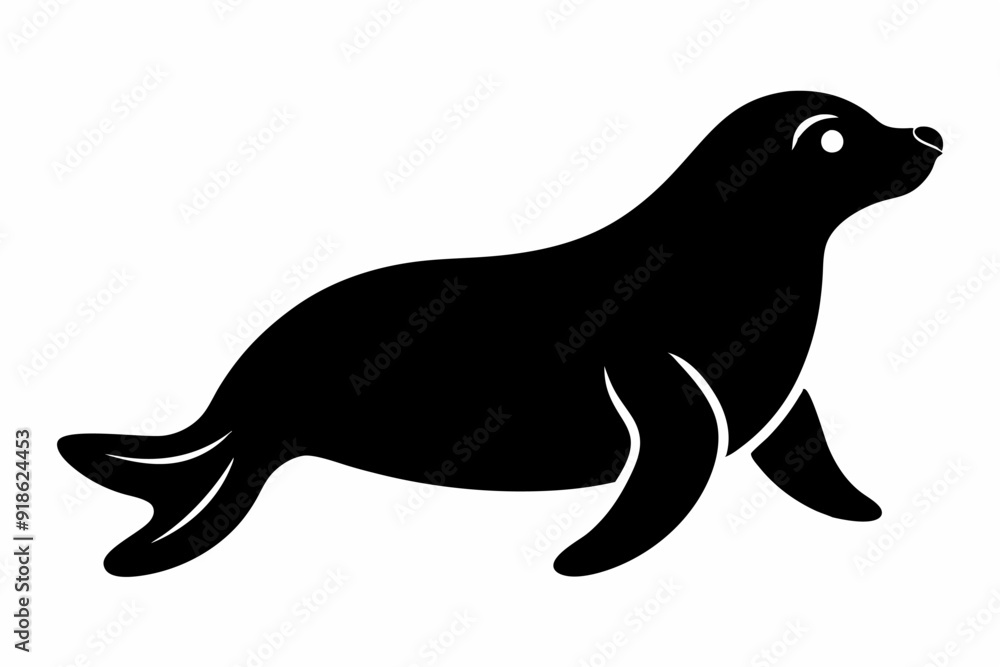Endangered Species Hawaiian Monk Seal Silhouette - Geometric Kawaii Mascot Logo Vector Illustration Endangered Species Hawaiian Monk Seal Silhouette - Geometric Kawaii Mascot Logo Vector Illustration