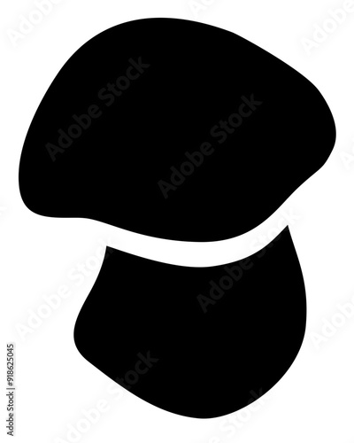 Boletus edulis, penny bun edible forest mushroom - vector silhouette picture for logo or pictogram. Porcino mushroom for sign or icon	