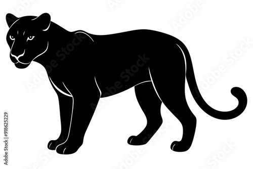 Endangered Florida Panther Black Silhouette Vector Abstract, Geometric, Line Art | Cute Kawaii Cartoon Mascot Logo Clipart