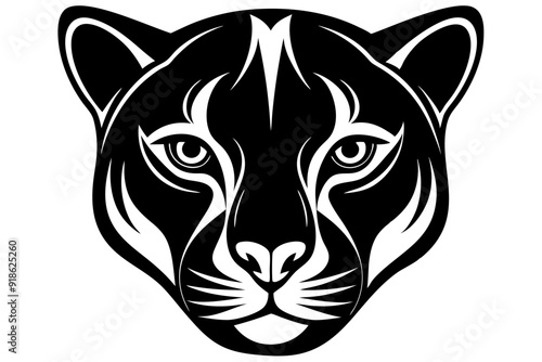 Endangered Florida Panther Black Silhouette Vector Abstract, Geometric, Line Art | Cute Kawaii Cartoon Mascot Logo Clipart