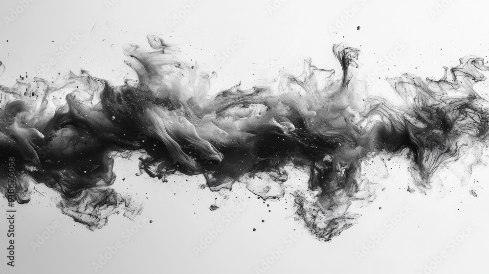 Abstract black and white ink swirl - generative ai Abstract black and white ink swirl - generative ai