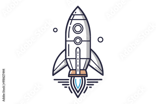 A rocket ship in flight, navigating through the air with a plume of exhaust trailing behind it.