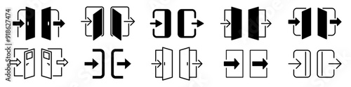 Login and logout icon set. Open and close icon set.