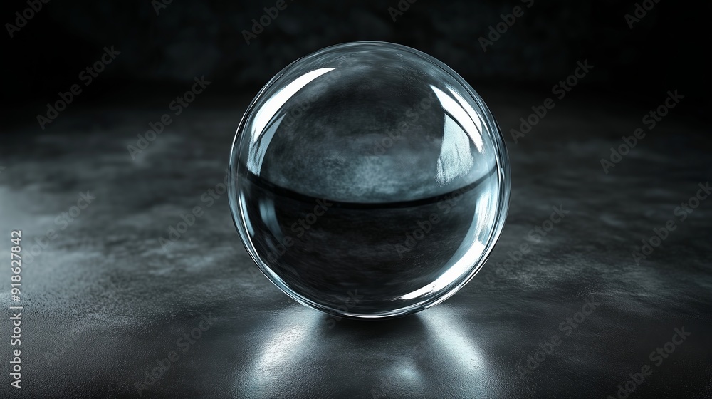 A Serene and Reflective Glass Sphere Displayed Elegantly A Serene and Reflective Glass Sphere Displayed Elegantly