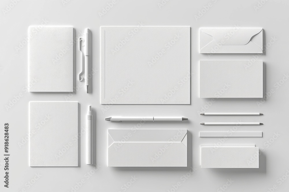 Realistic blank stationery set mockup isolated created with generative ai Realistic blank stationery set mockup isolated created with generative ai