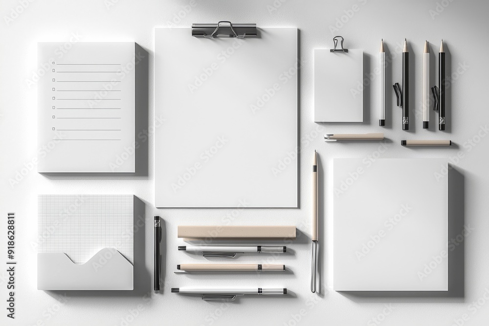 Realistic blank stationery set mockup isolated created with generative ai Realistic blank stationery set mockup isolated created with generative ai