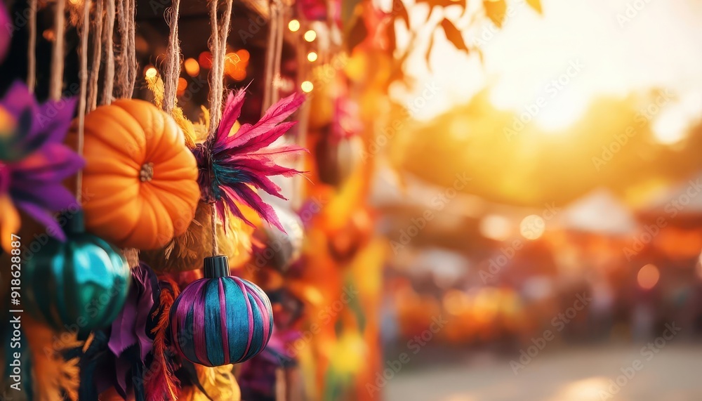 Naklejka premium Fall costume party, playful and festive, vibrant colors, joyful