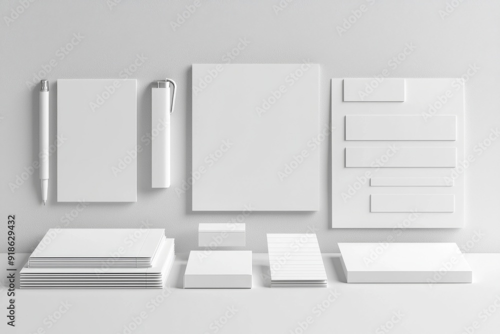 Realistic blank stationery set mockup isolated created with generative ai Realistic blank stationery set mockup isolated created with generative ai