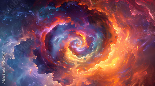 A colorful swirl of clouds in space