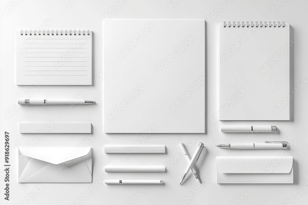 Realistic blank stationery set mockup isolated created with generative ai Realistic blank stationery set mockup isolated created with generative ai