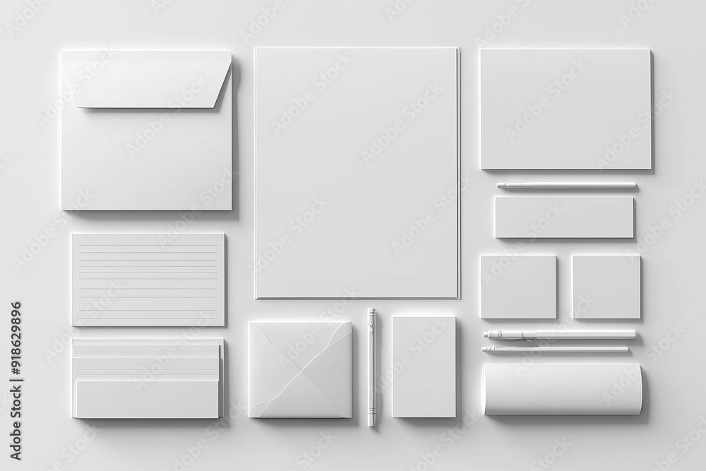 Realistic blank stationery set mockup isolated created with generative ai Realistic blank stationery set mockup isolated created with generative ai