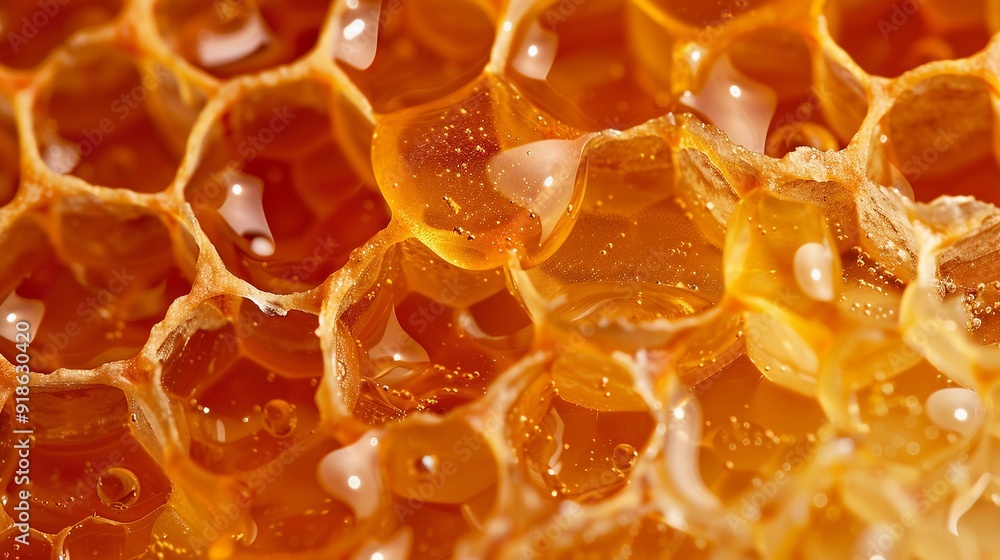 Golden Nectar: Honeycomb Close-Up Golden Nectar: Honeycomb Close-Up