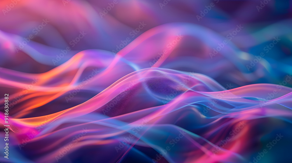 A colorful, flowing piece of art with a purple and orange hue A colorful, flowing piece of art with a purple and orange hue