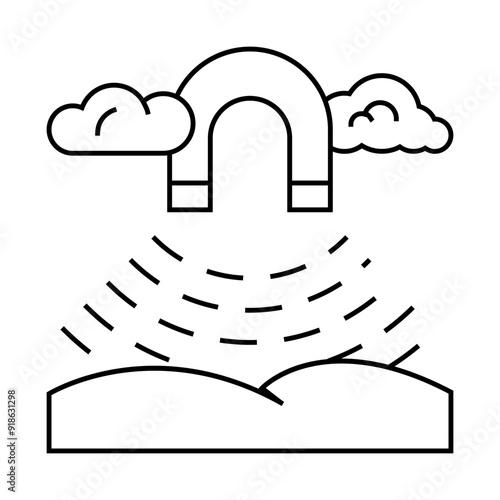 geomagnetic storm line icon vector. geomagnetic storm sign. isolated contour symbol black illustration