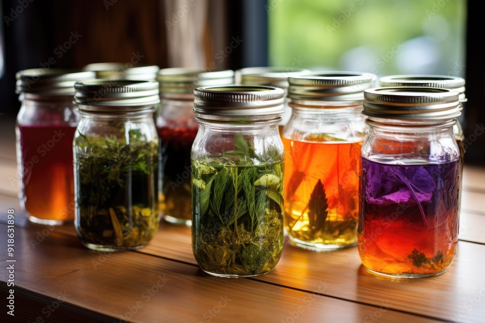 jars of pickled vegetables, herbs. kimchi. fermented vegetables. healthy food. preservation. home food jars of pickled vegetables, herbs. kimchi. fermented vegetables. healthy food. preservation. home food