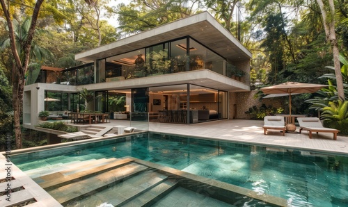 Wallpaper Mural Contemporary villa with expansive glass walls. Torontodigital.ca