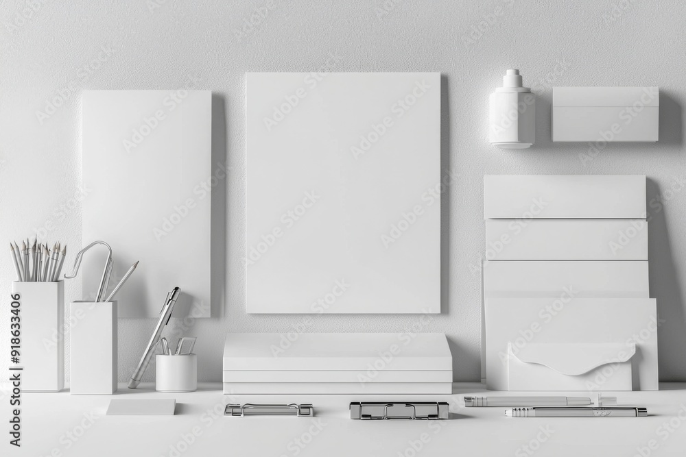 Realistic blank stationery set mockup isolated created with generative ai Realistic blank stationery set mockup isolated created with generative ai