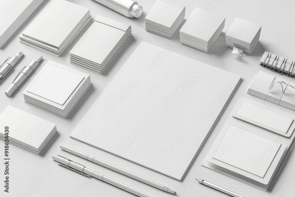 Realistic blank stationery set mockup isolated created with generative ai Realistic blank stationery set mockup isolated created with generative ai