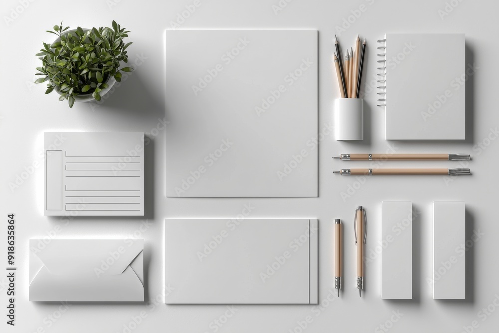 Realistic blank stationery set mockup isolated created with generative ai Realistic blank stationery set mockup isolated created with generative ai